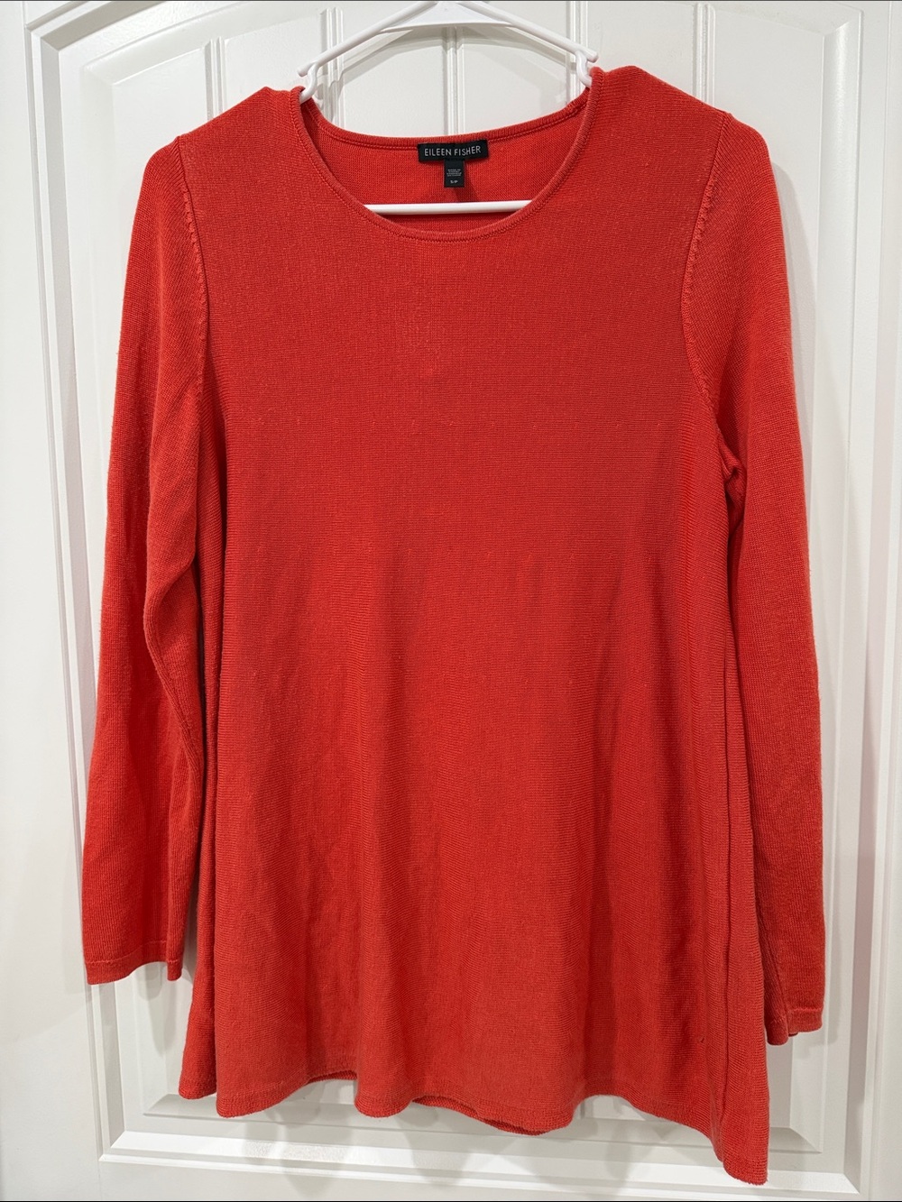Eileen Fisher Coral-Red Long Sleeve Silk Blend Sweater